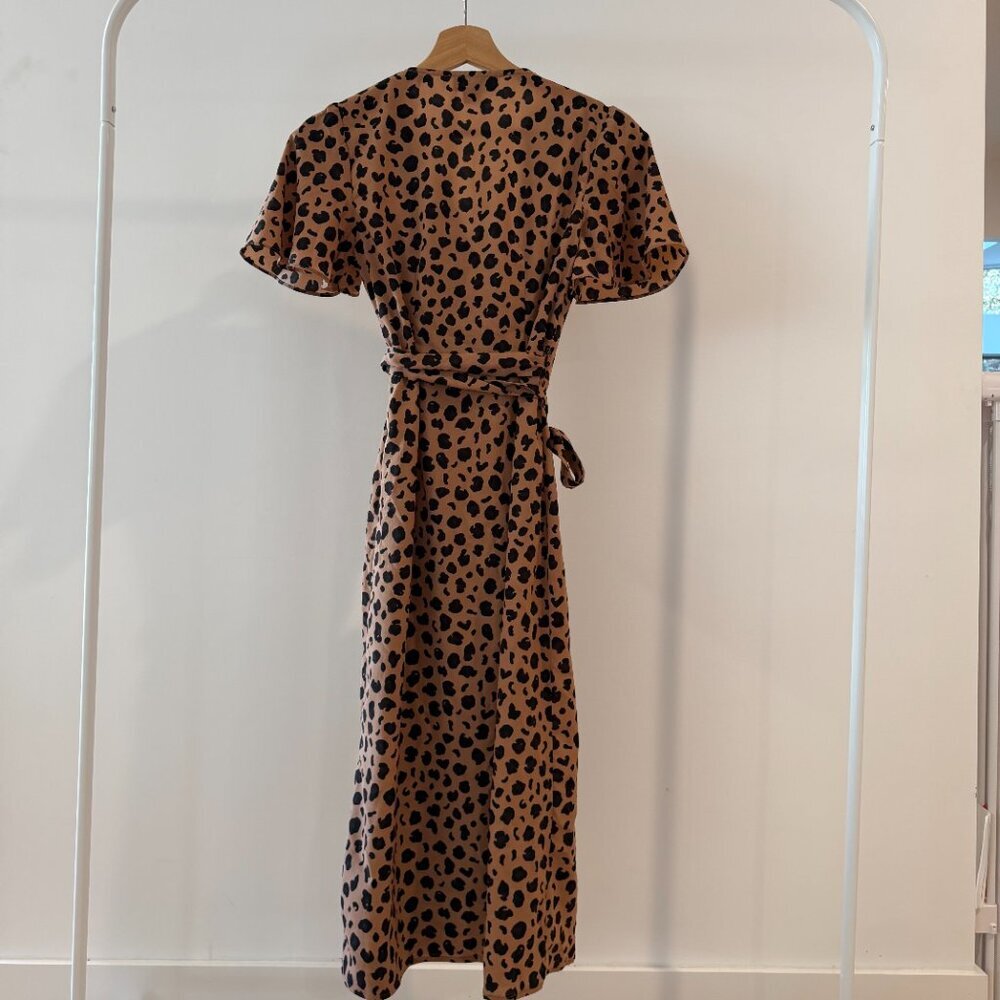 Never Fully Dressed Leopard Wrap Midi Dress US 4 - Picture 3 of 7